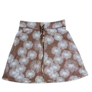 ALPINE DESIGN Brown Blue Floral Pull On Skort Womens Size M Medium
